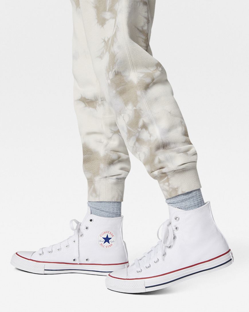 Pantaloni De Trening Barbati Converse Go-To Star Chevron Washed Standard Fit Albi | RO OKHZS319